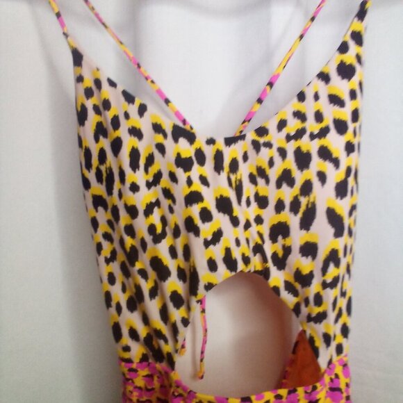 Arizona Jeans Co. Swimsuit L Women One Piece High Cut Animal Print Colorful - Picture 8 of 14